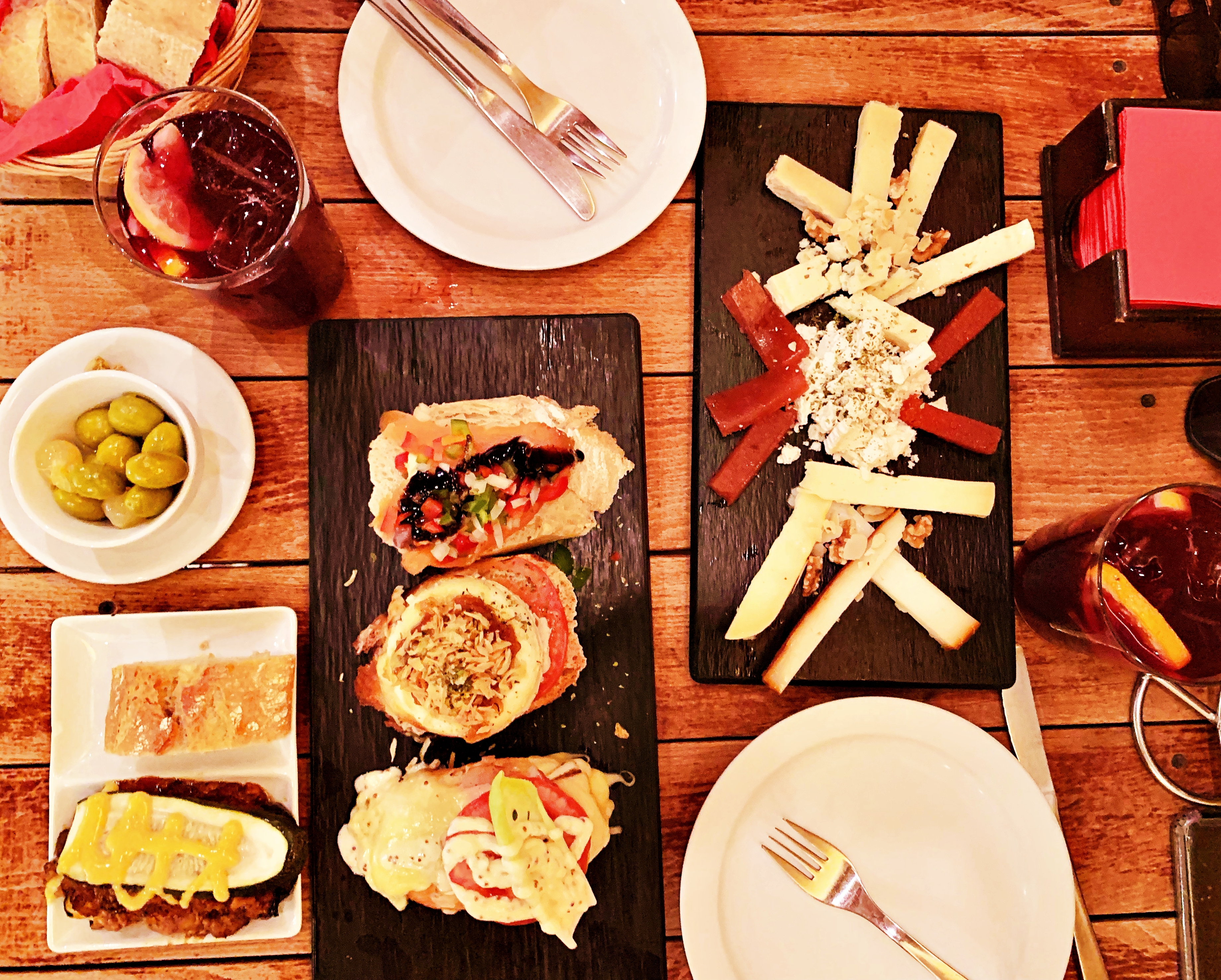 tapas on a table in Madrid